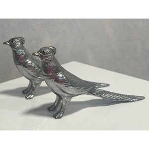 Vintage Silver plated Pheasant Salt and Pepper Shakers Set Bird Figurines